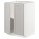 A white METOD base kitchen cabinet with an open door, featuring a light grey lerhyttan design with beveled edges.