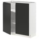 METOD kitchen cabinet in white with matte black doors and integrated handles.