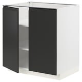 Modern kitchen cabinet, METOD, white & black, with square shape & sleek design.