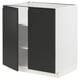 Modern kitchen cabinet, METOD, white & black, with square shape & sleek design.