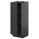 Black, modern kitchen cabinet with sleek, minimalist design.