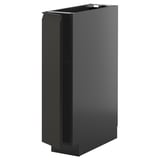 Black modern cabinet with sleek, matte finish and simple handle, part of ikeas METOD kitchen system.