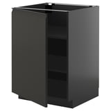 Modern black ikea METOD cabinet with sleek handle and adjustable shelves.