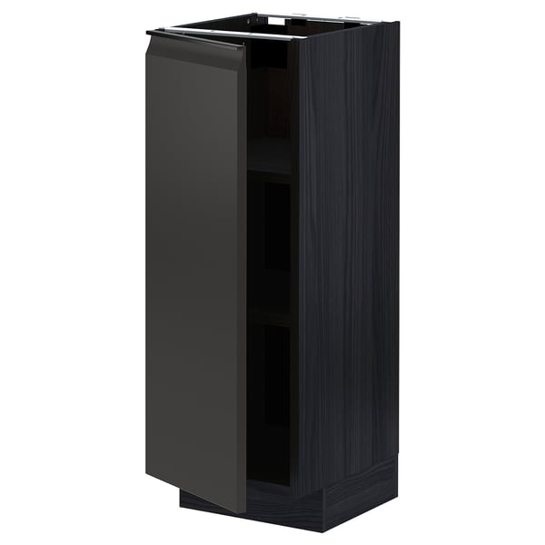 This image shows a dark gray ikea METOD kitchen cabinet with a modern design and a single door.