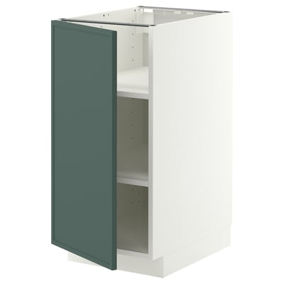 METOD Base cabinet with shelves, white/Aspudden dark grey-green, 40x60 cm