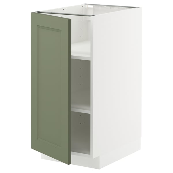 A METOD kitchen cabinet with a grey-green axstad door, featuring a rectangular and minimalist design.