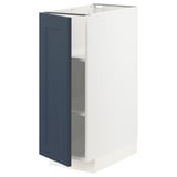A METOD kitchen cabinet with a blue axstad door, featuring a sleek design with adjustable shelves.