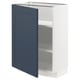 A white METOD kitchen cabinet with a blue door, two shelves, and modern design.