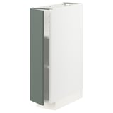 Modern kitchen cabinet: METOD, white, gray-green door, square, adjustable shelves.
