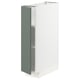 Modern kitchen cabinet: METOD, white, gray-green door, square, adjustable shelves.