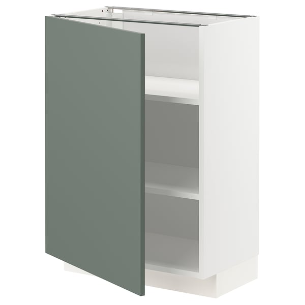 METOD kitchen cabinet, grey-green, modern, square, adjustable shelves.