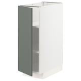 METOD white kitchen unit with grey-green door, modern design.