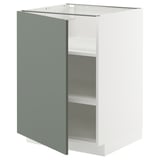 Modern METOD kitchen cabinet with matt grey-green fronts, two shelves, adjustable shelves, sleek design.