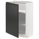 Modern kitchen cabinet, white & matte black, square shape with shelves, minimalist design.
