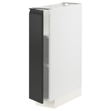 A white METOD kitchen cabinet with a matte black door and integrated handle. The cabinet is rectangular with adjustable shelves.