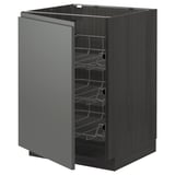 METOD kitchen cabinet, dark grey, wire shelves, right-sided door.