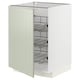 METOD kitchen cabinet in green with pull-out wire shelves.