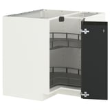 METOD Corner base cabinet with carousel, white/Upplöv matt anthracite, 88x88 cm