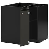METOD Corner base cabinet with shelf, black-grey/Upplöv matt anthracite, 88x88 cm