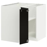 Ikea METOD white kitchen cabinet with black door, square shape, adjustable shelves.