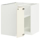 A white METOD kitchen cabinet set with a traditional off-white design, featuring a sturdy frame, adjustable shelves, and reversible doors.