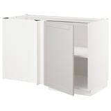 White corner kitchen cabinet with one shelf, clean design, modern and practical storage solution.