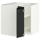 METOD Corner base cabinet with shelf, white/Upplöv matt anthracite, 88x88 cm