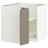 METOD Corner base cabinet with shelf, white/Upplöv matt dark beige, 88x88 cm