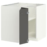 METOD Corner base cabinet with shelf, white/Voxtorp dark grey, 88x88 cm