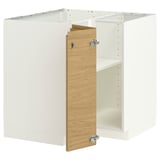 METOD Corner base cabinet with shelf, white/Voxtorp oak effect, 88x88 cm