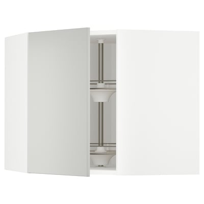 METOD kitchen unit, light grey, modern, clean design, corner cabinet with carousel.