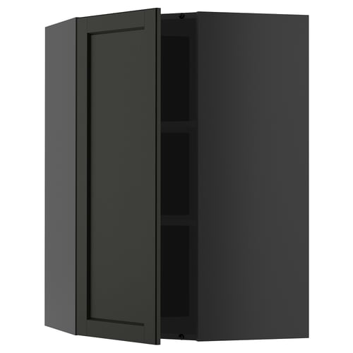 Black stained ash METOD kitchen cabinet with adjustable shelf.