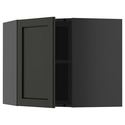 METOD kitchen cabinet, black-stained wood, rectangular, single-door design, adjustable shelf.