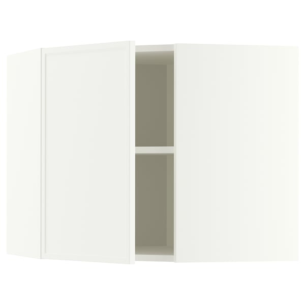METOD Corner wall cabinet with shelves, white/Aspudden matt white, 68x60 cm