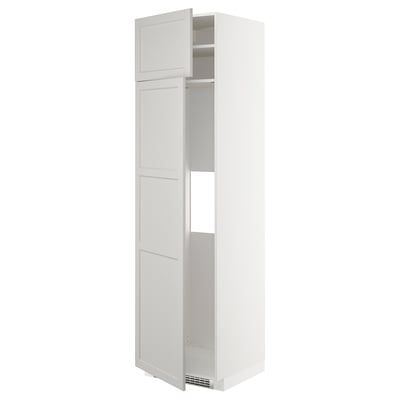 METOD Hi cab f fridge or freezer w 2 drs, white/Lerhyttan light grey, 60x60x220 cm