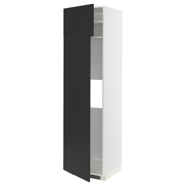 METOD kitchen cabinet, black, white, tall, slim, modern, adjustable shelves.