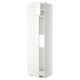 A white METOD kitchen cabinet with a modern glossy finish, featuring adjustable shelves and a sleek design.