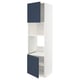 Tall white cabinet with blue doors open, adjustable shelves inside, modern design.
