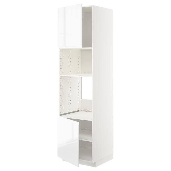 White METOD kitchen cabinet with high gloss doors and adjustable shelves.