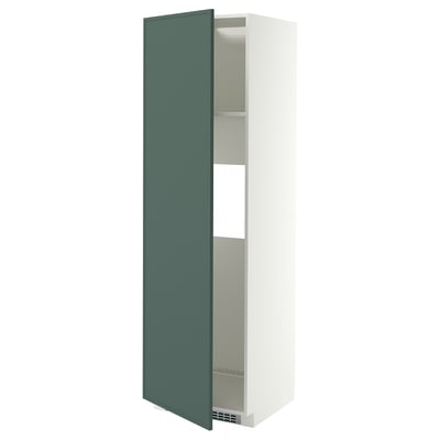 METOD High cab f fridge or freezer w door, white/Aspudden dark grey-green, 60x60x200 cm