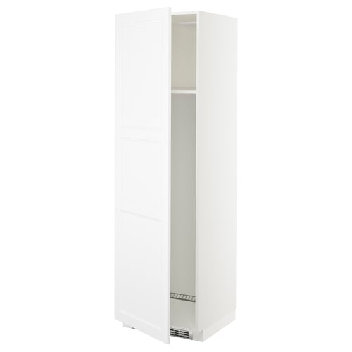 METOD: white kitchen cabinet, tall with adjustable shelves, modern design.