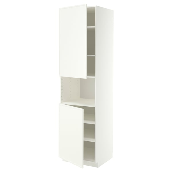 METOD High cab f micro w 2 doors/shelves, white/Aspudden matt white, 60x60x220 cm