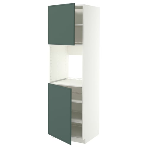 METOD High cab f oven w 2 doors/shelves, white/Aspudden dark grey-green, 60x60x200 cm