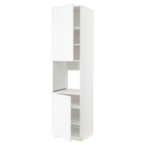 A white METOD kitchen cabinet with multiple compartments. The modern design adjustable shelves and a sturdy construction.
