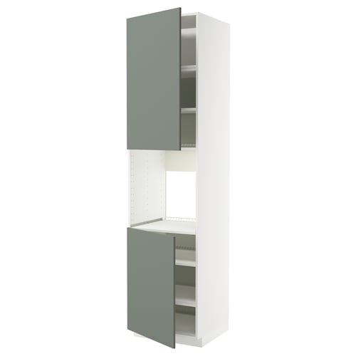 Ikea METOD kitchen cabinet, grey-green, white, slim, vertical design.