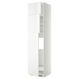 White METOD kitchen cabinet, modern high gloss, rectangular with 3 shelves.