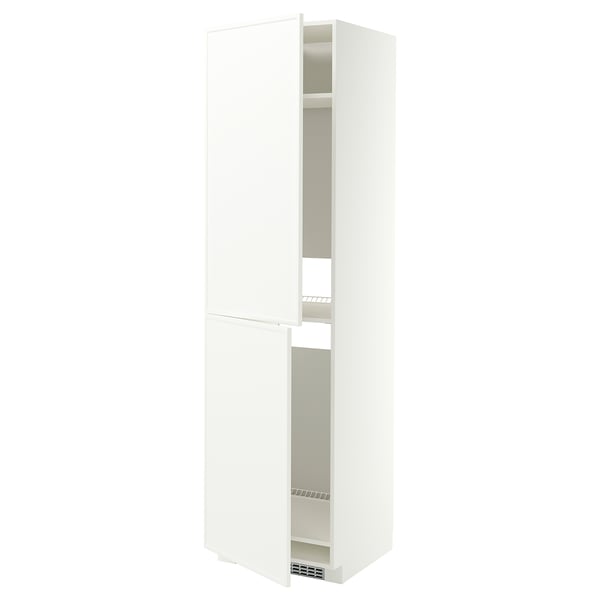 METOD High cabinet for fridge/freezer, white/Aspudden matt white, 60x60x220 cm