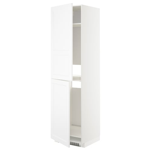 White METOD kitchen cabinet with adjustable shelves, modern design, 2 doors.