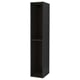 A tall black kitchen cabinet from the METOD system. Its rectangular shape a single adjustable shelf inside.