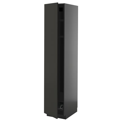 METOD black kitchen cabinet, tall, modern, durable particleboard, sleek design.
